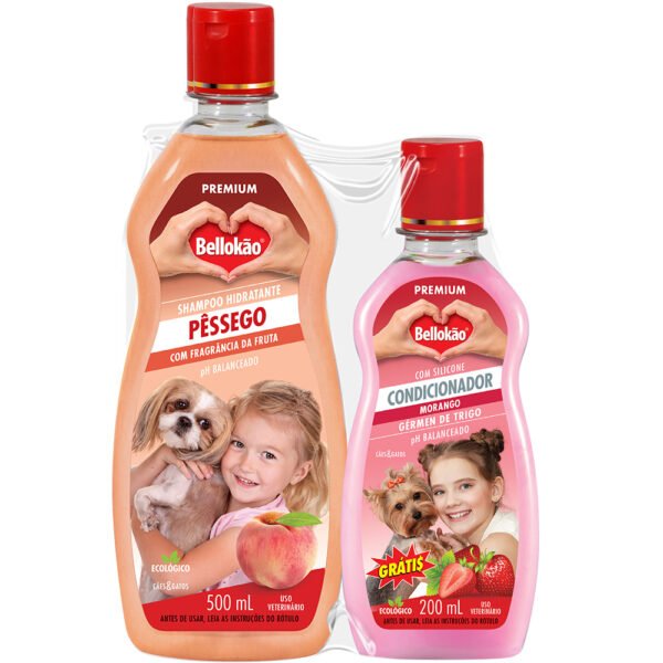 Kit Shampoo Pêssego Bellokão 500ml + Condicionador Grátis 200ml