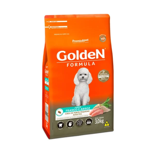 Ração Golden Cães Adultos Mini Bits Frango e Arroz 3kg