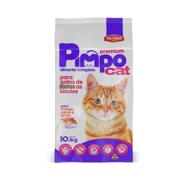 Ração Pimpo Cat Todas as Idades Frango Carne e Arroz 10,1kg