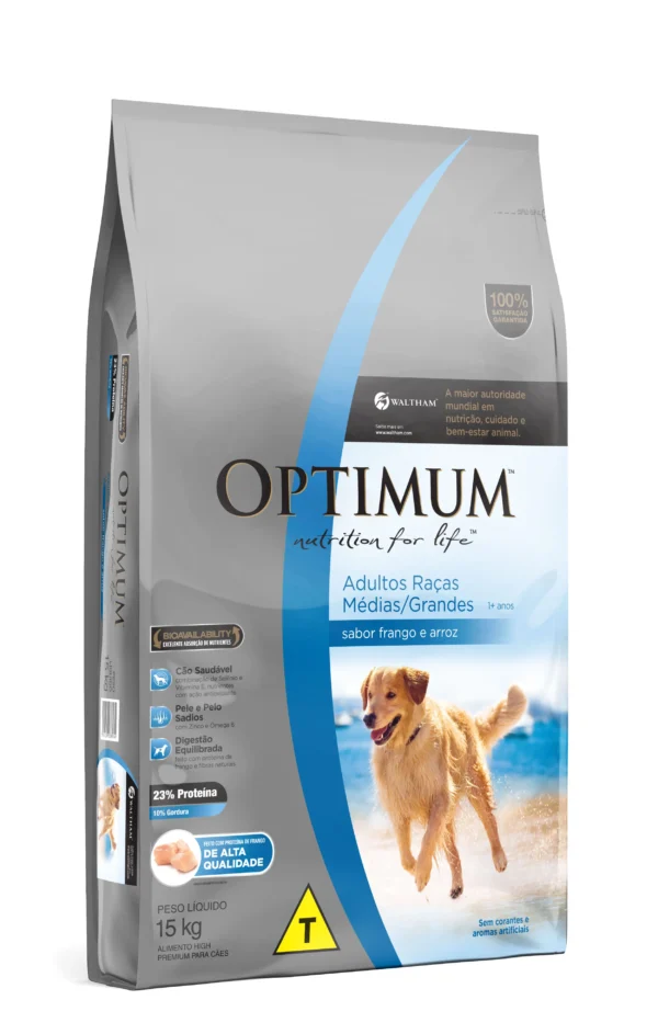 Ração Optimum Cães Adultos Raças Médias/Grandes Frango e Arroz 15kg