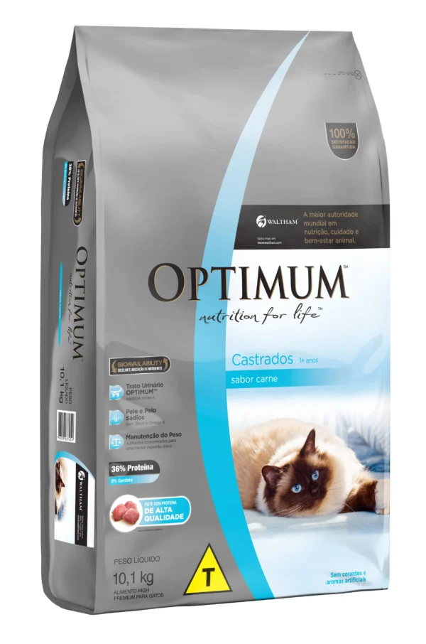 Ração Optimum Gatos Castrados Carne 10,1kg