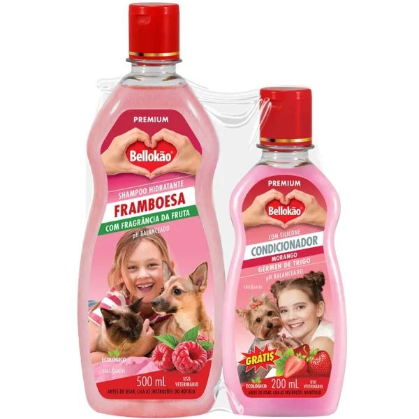 Kit Shampoo Framboesa Bellokão 500ml + Condicionador Grátis 200ml