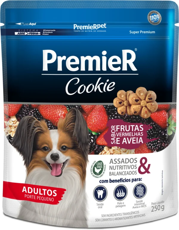 Premier Cookie Cães Adultos Porte Pequeno Frutas Vermelhas e Aveia 250g