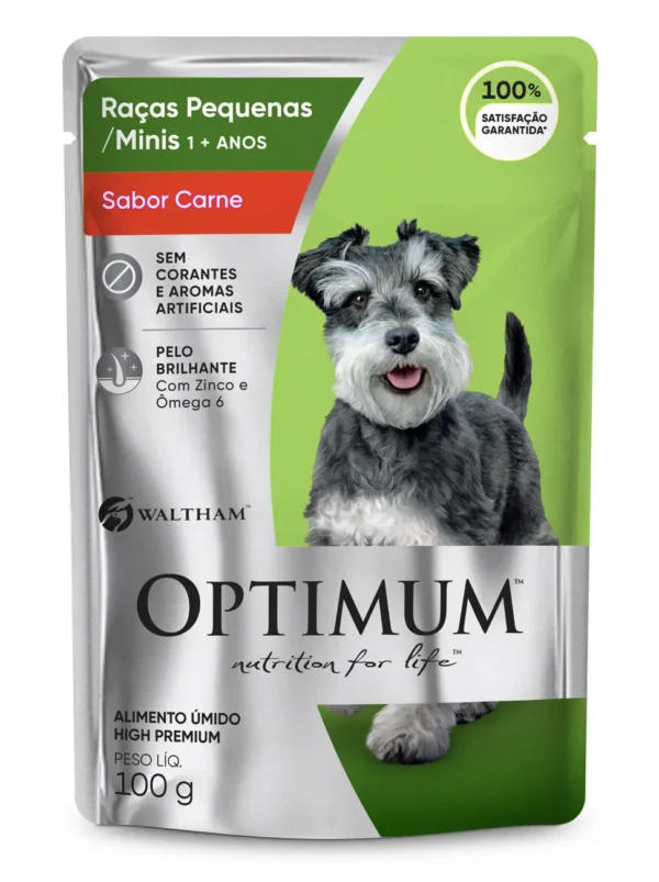 Sachê Optimum Cães Adulto Raças Pequenas Carne 100g