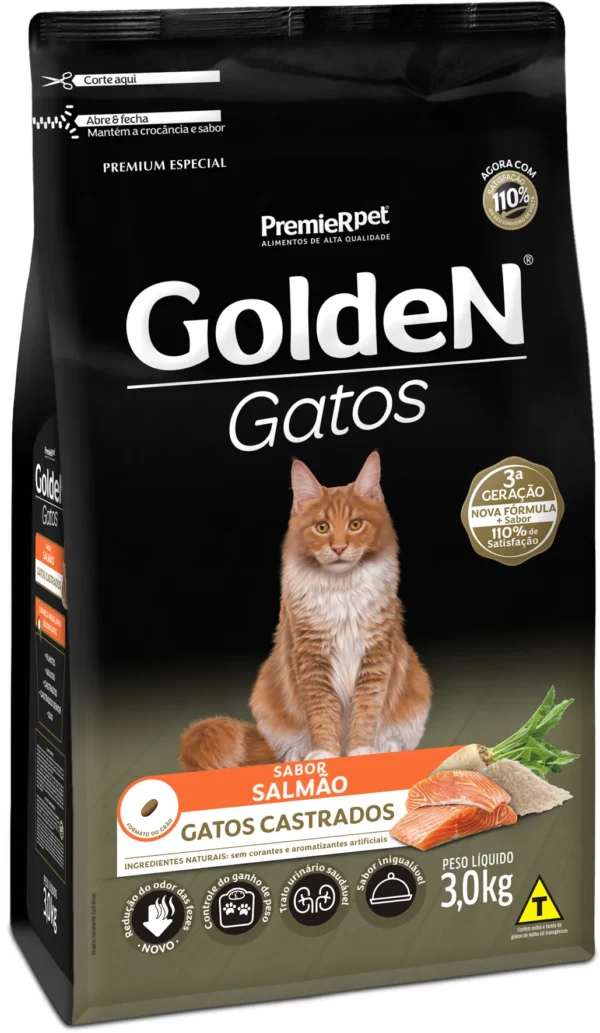 Ração Golden Gatos Castrados Salmão 3kg