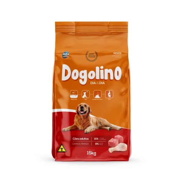 Ração Dogolino Cães Adultos Carne e Frango 15kg