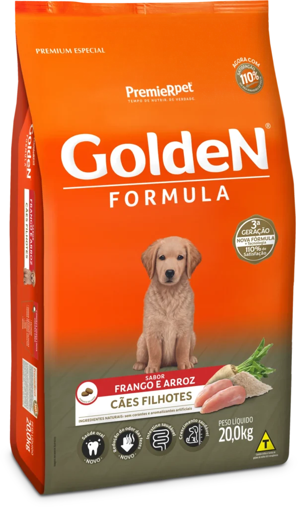 Ração Golden Cães Filhotes Porte Grande Frango e Arroz 20kg